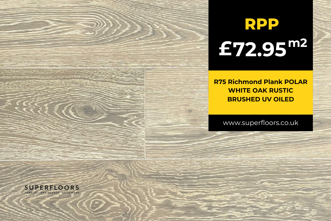 R75 Richmond Plank POLAR WHITE OAK RUSTIC BRUSHED UV OILED