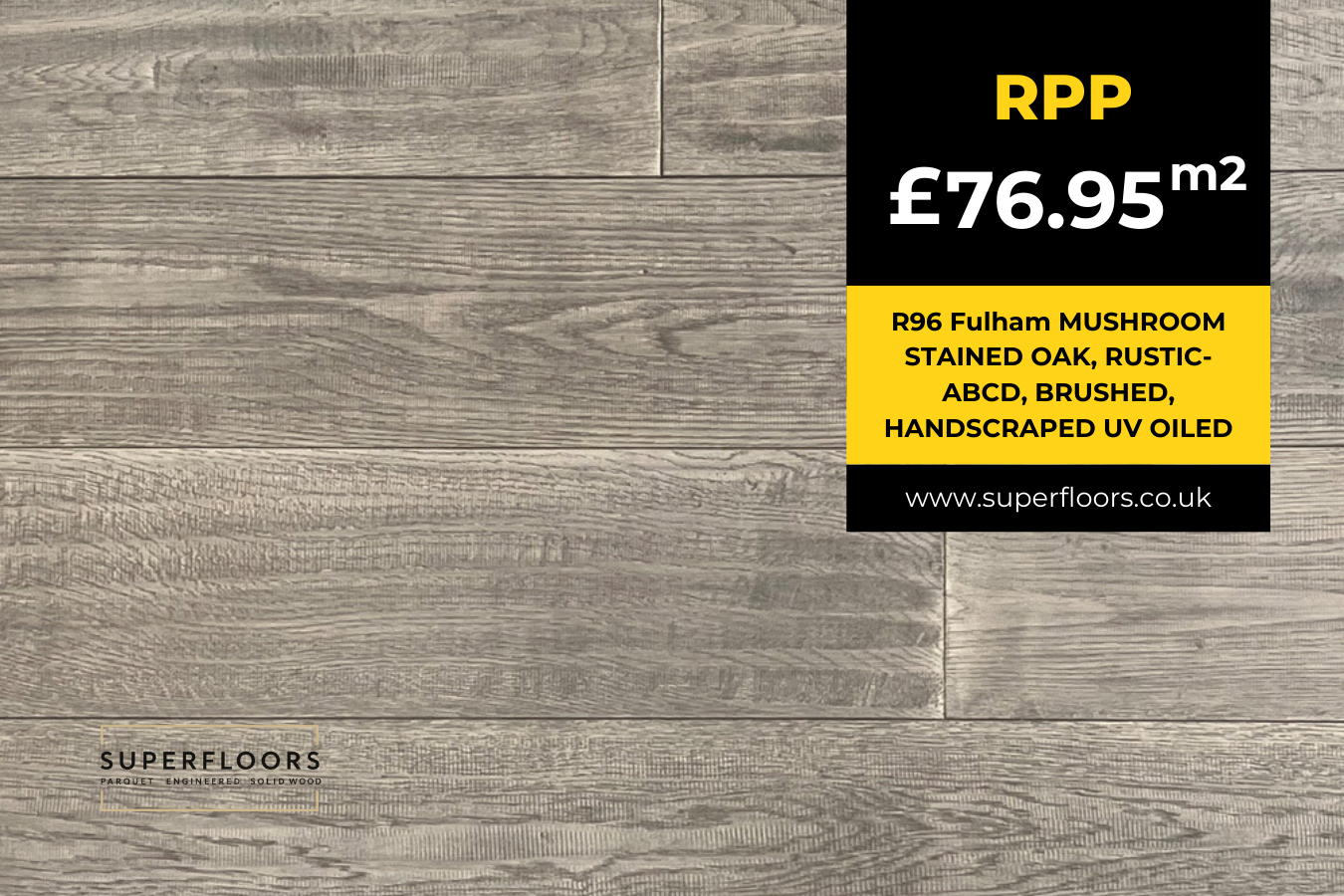 R96 Fulham MUSHROOM STAINED OAK, RUSTIC-ABCD, BRUSHED, HANDSCRAPED UV OILED