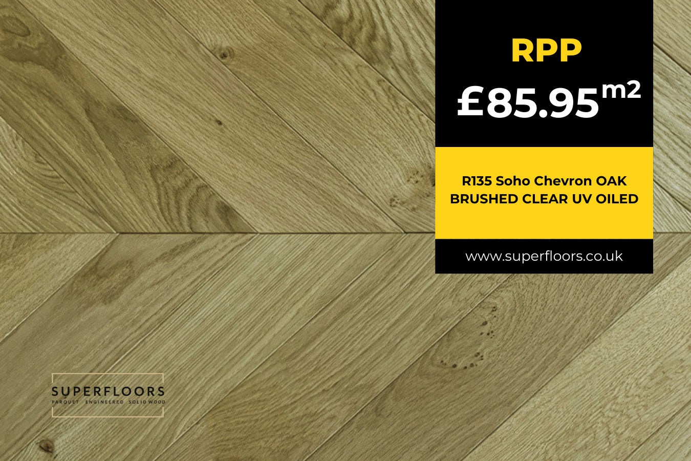 R135 Soho Chevron OAK BRUSHED CLEAR UV OILED