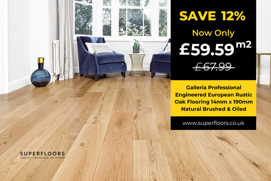 Galleria Professional Engineered European Rustic Oak Flooring 14mm x 190mm Natural Brushed & Oiled