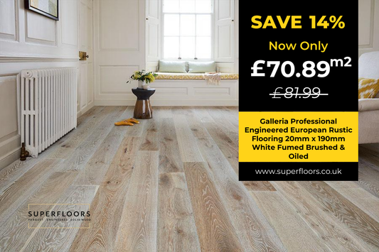 Galleria Professional Engineered European Rustic Flooring 20mm x 190mm White Fumed Brushed & Oiled
