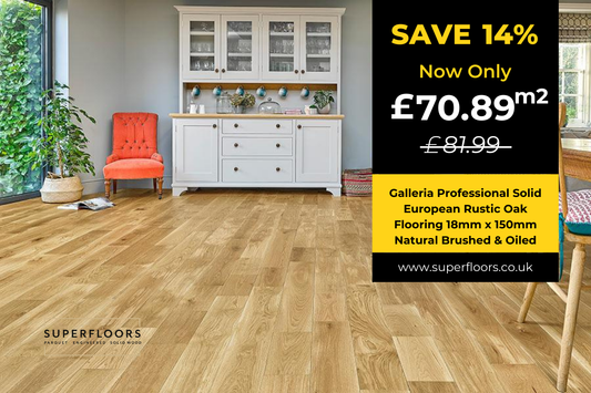 Galleria Professional Solid European Rustic Oak Flooring 18mm x 150mm Natural Brushed & Oiled