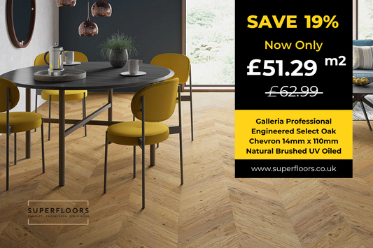 Galleria Professional Engineered Select Oak Chevron 14mm x 110mm Natural Brushed UV Oiled