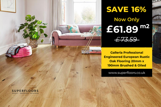 Galleria Professional Engineered European Rustic Oak Flooring 20mm x 190mm Brushed & Oiled
