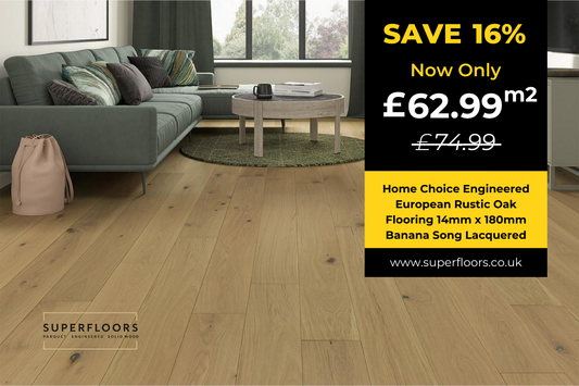 Home Choice Engineered European Rustic Oak Flooring 14mm x 180mm Banana Song Lacquered
