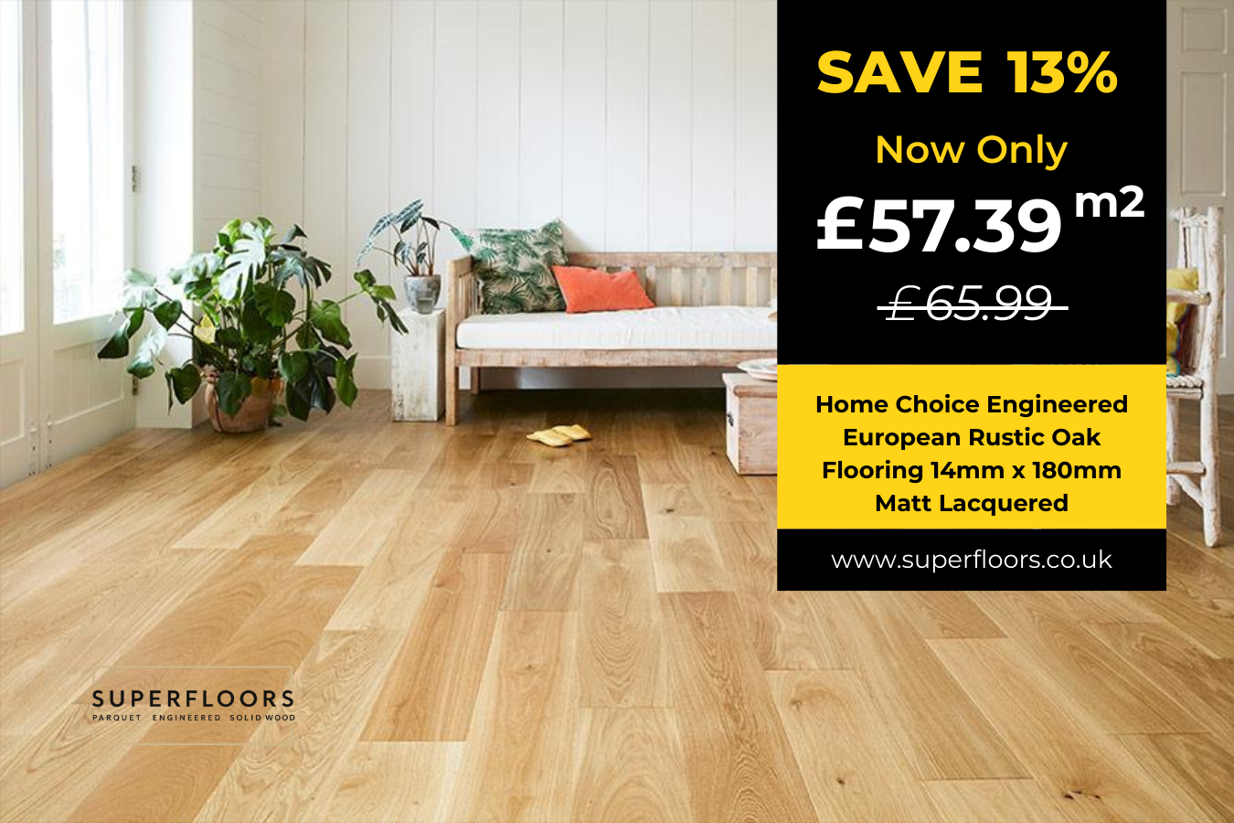 Home Choice Engineered European Rustic Oak Flooring 14mm x 180mm Matt Lacquered