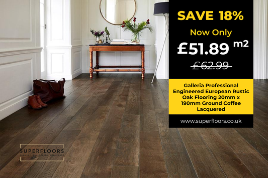 Galleria Professional Engineered European Rustic Oak Flooring 20mm x 190mm Ground Coffee Lacquered
