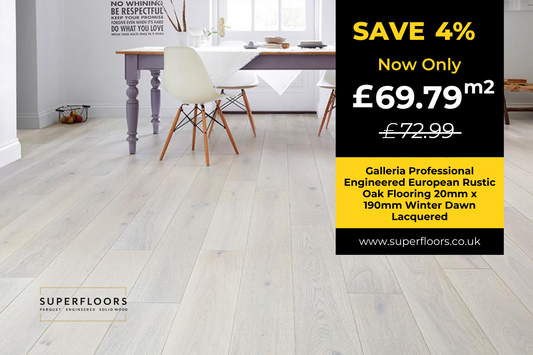 Galleria Professional Engineered European Rustic Oak Flooring 20mm x 190mm Winter Dawn Lacquered