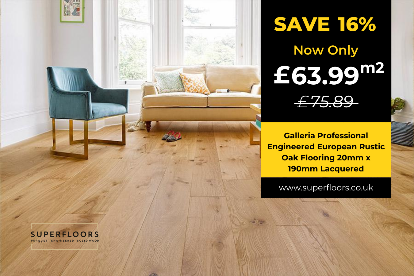Galleria Professional Engineered European Rustic Oak Flooring 20mm x 190mm Lacquered