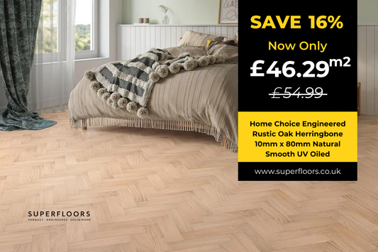 Home Choice Engineered Rustic Oak Herringbone 10mm x 80mm Natural Smooth UV Oiled