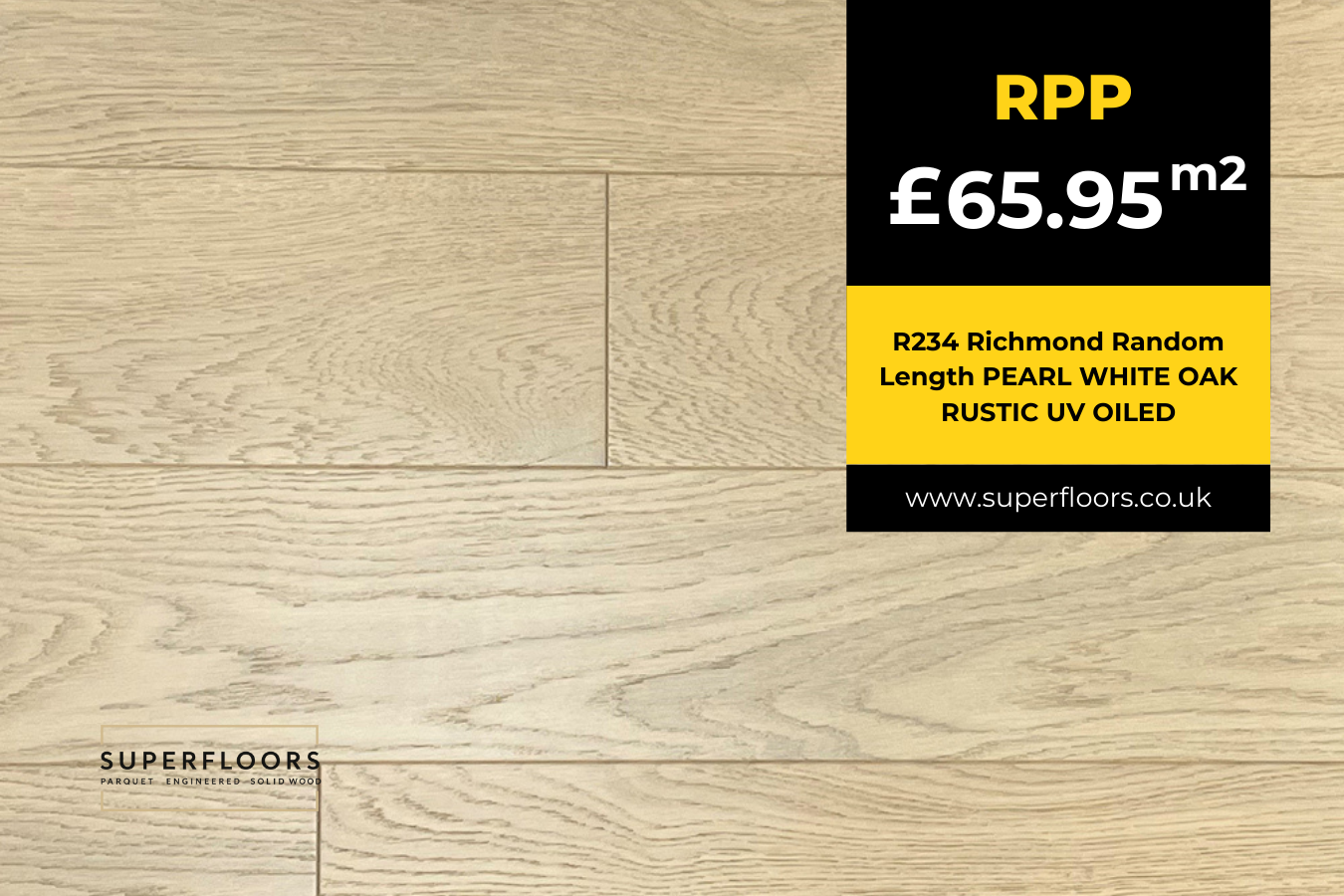 R234 Richmond Random Length PEARL WHITE OAK RUSTIC UV OILED