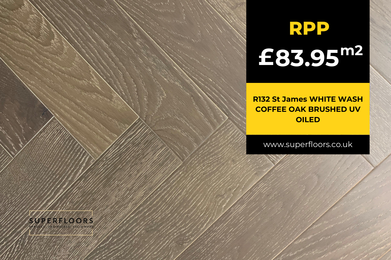 R132 St James WHITE WASH COFFEE OAK BRUSHED UV OILED