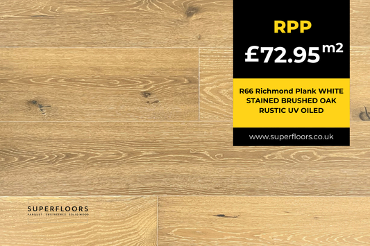 R66 Richmond Plank WHITE STAINED BRUSHED OAK RUSTIC UV OILED