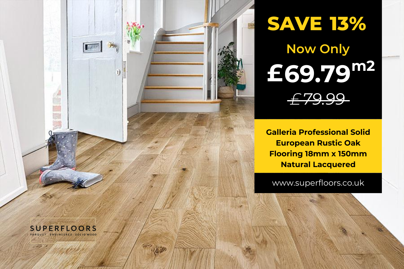 Galleria Professional Solid European Rustic Oak Flooring 18mm x 150mm Natural Lacquered
