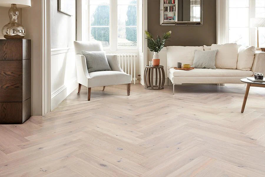 Home Choice Herringbone Engineered European Rustic Oak Flooring 14mm x 130mm x 725mm Cappuccino Lacquered