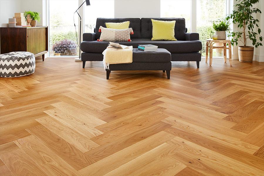 Home Choice Herringbone Engineered European Select Oak Flooring 14mm x 130mm x 725mm Caramel Lacquered