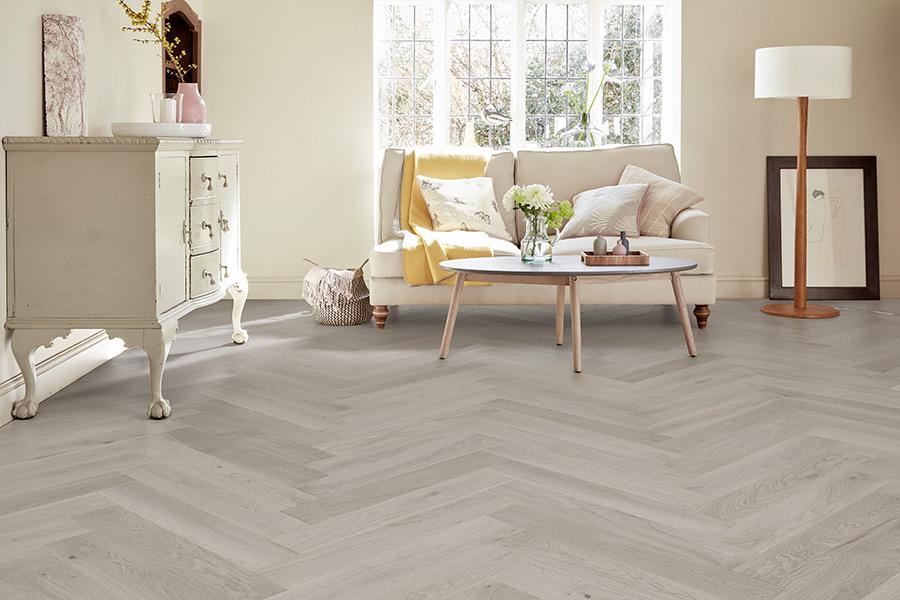 Home Choice Herringbone Engineered European Select Oak Flooring 14mm x 130mm x 725mm Marzipan Lacquered