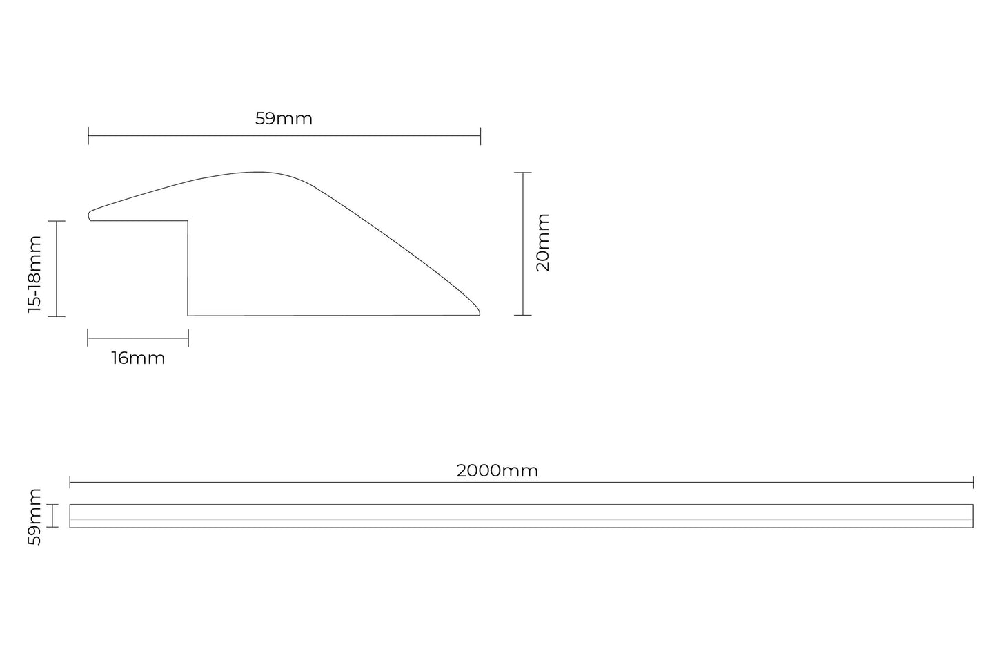 Solid Hardwood Ramp Profile Oak 2m