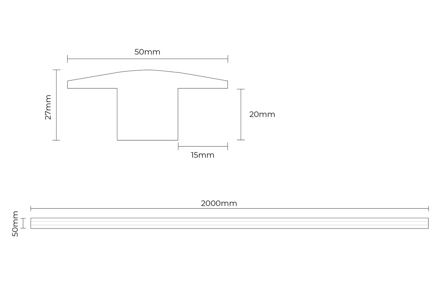 Solid Hardwood T Profile Oak 2m